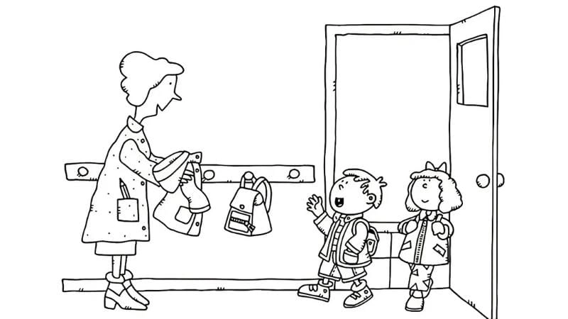 Tô màu vui với tranh tô màu cô giáo mầm non đón trẻ