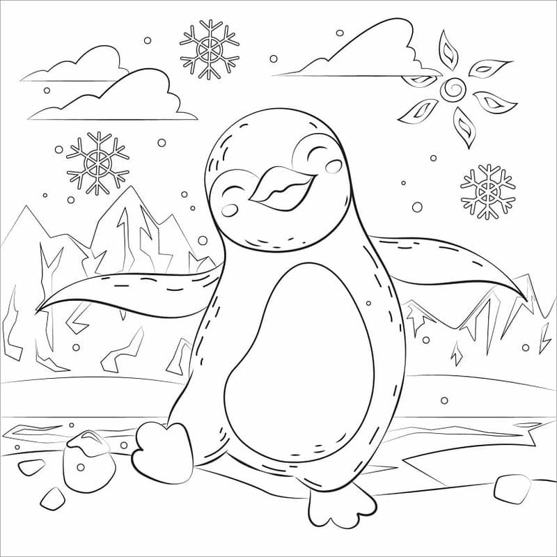 Bé thích thú với tô màu con chim cánh cụt