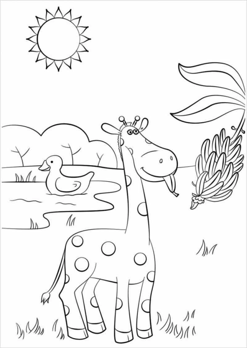 Gợi ý dễ thương tô màu con hươu cao cổ 3 tuổi