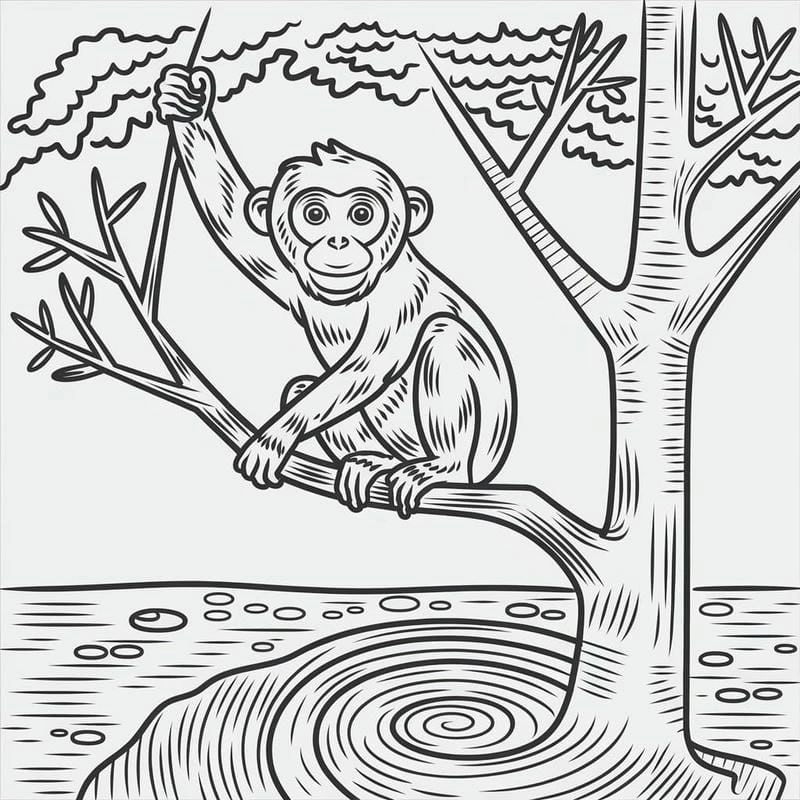 Tải ngay hình con khỉ cho bé tô màu miễn phí