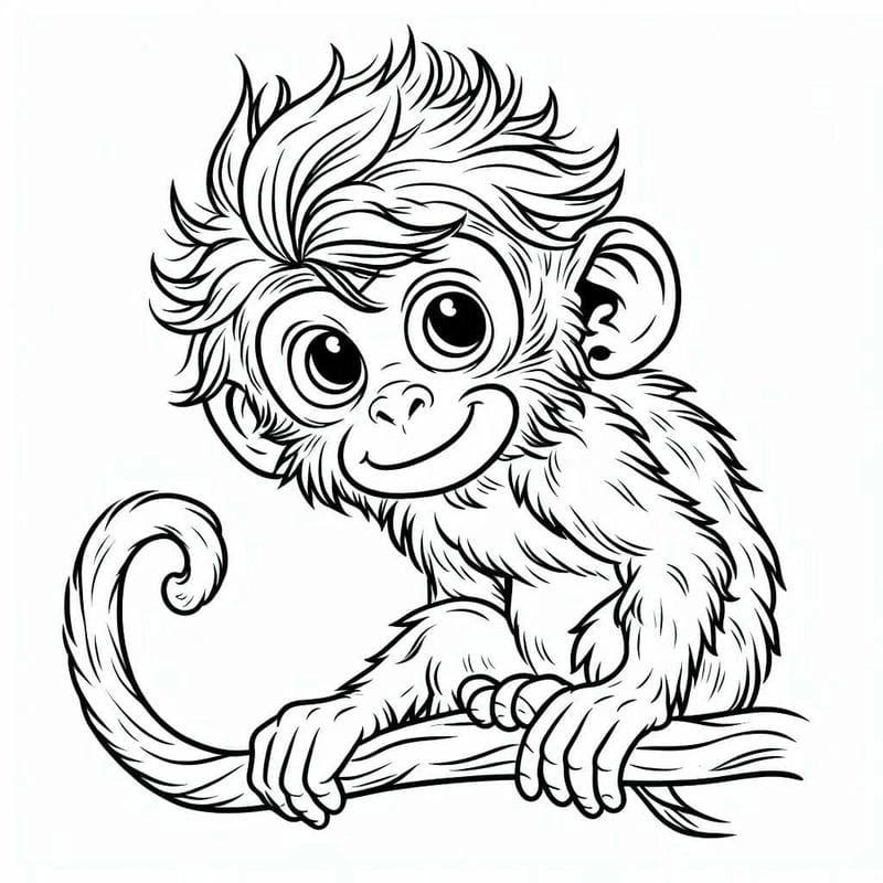 Bé hào hứng với bộ to màu con khỉ sinh động