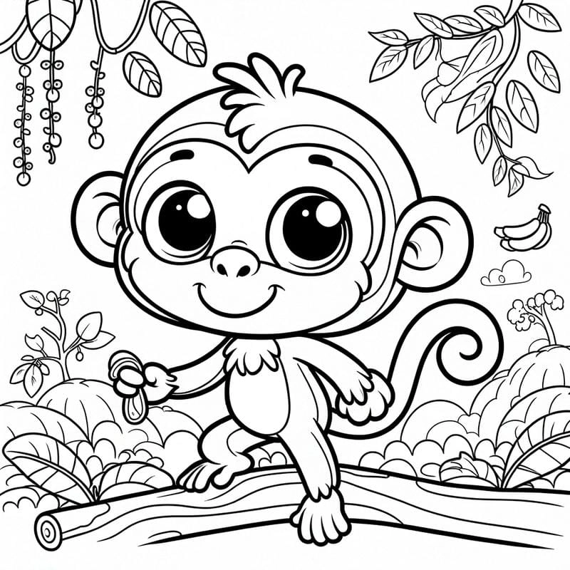 Bé tập tô với bộ tô màu con khỉ cực vui