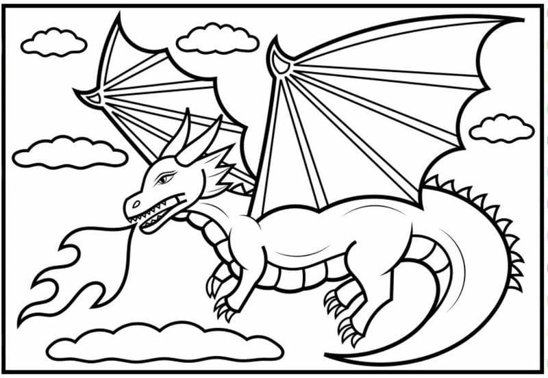 Bé gái mê mẩn với tranh tô màu con rồng cute dễ thương