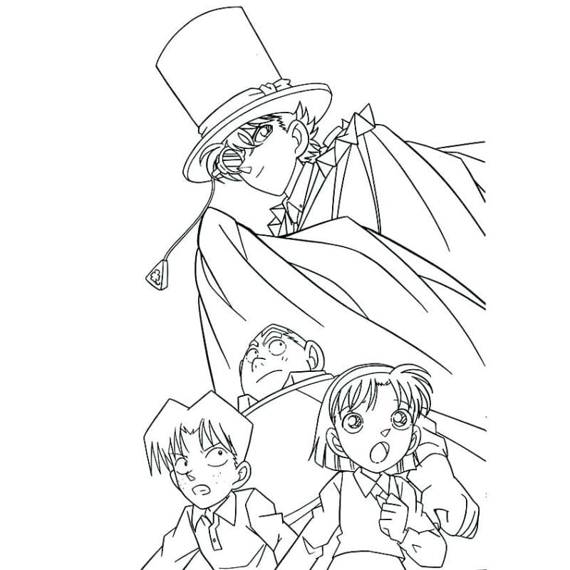 Bé yêu thích tranh tô màu conan và hattori cực chất