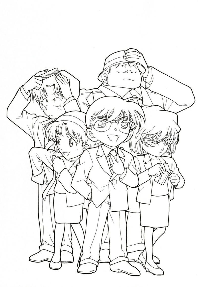 Bé mê mẩn với bộ hình tô màu conan đa phong cách