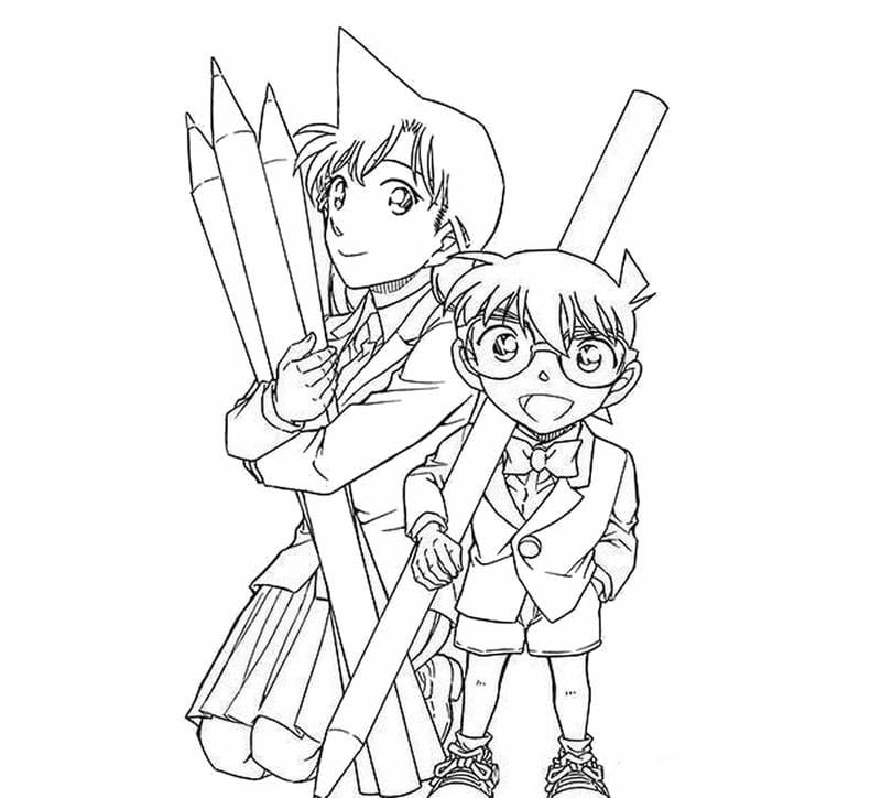 Bé nào cũng mê tranh tô màu shinichi và ran