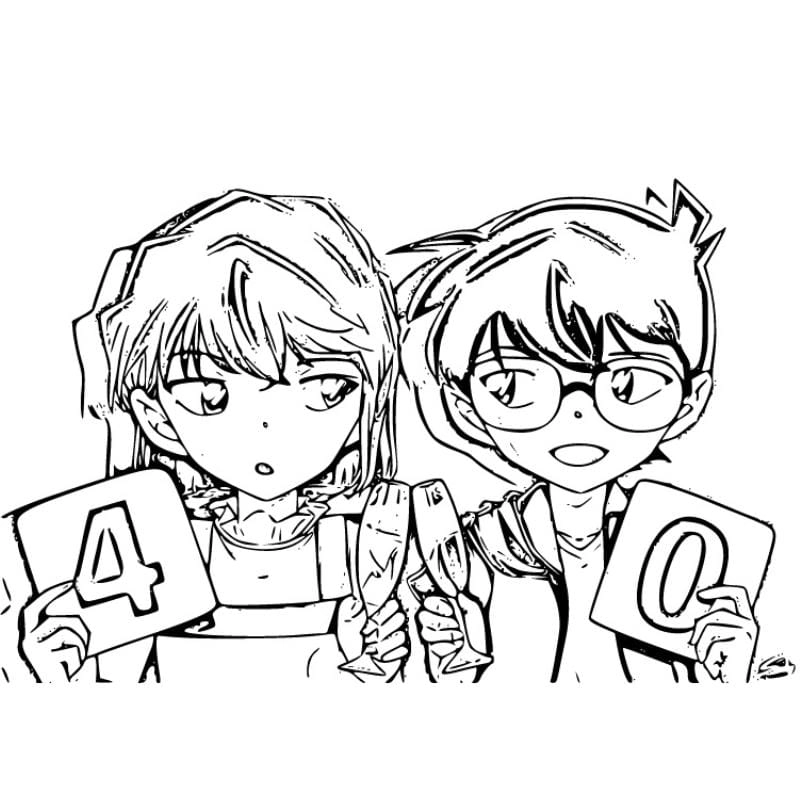 Cực đáng yêu khi tô màu conan và haibara