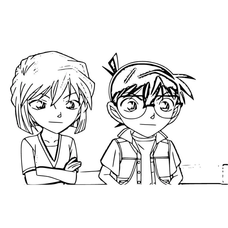 Bộ tranh tô màu conan và haibara đáng yêu