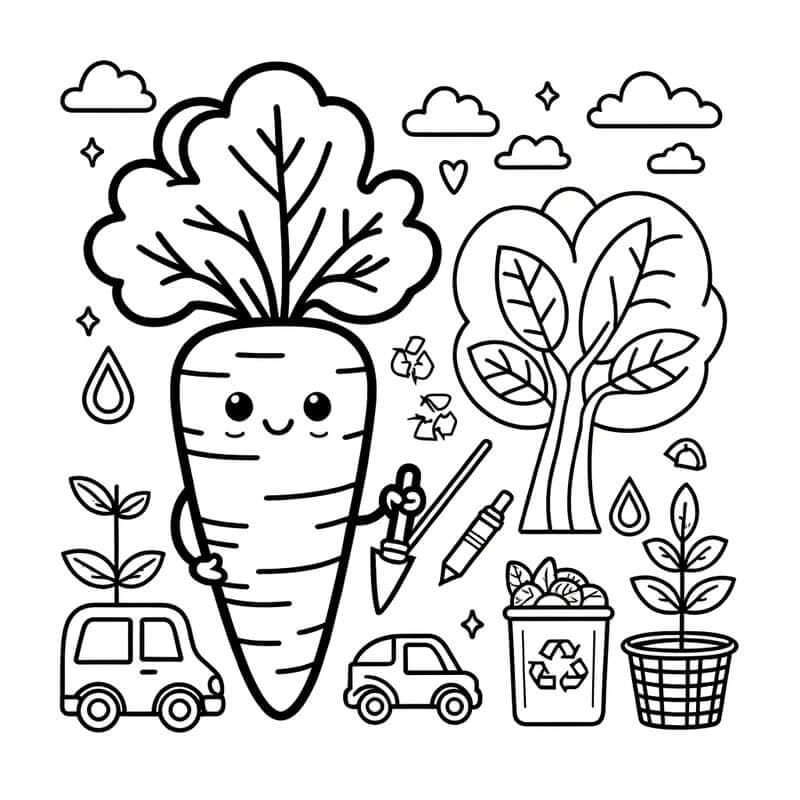 Cho bé khám phá thế giới qua hình củ cà rốt tô màu