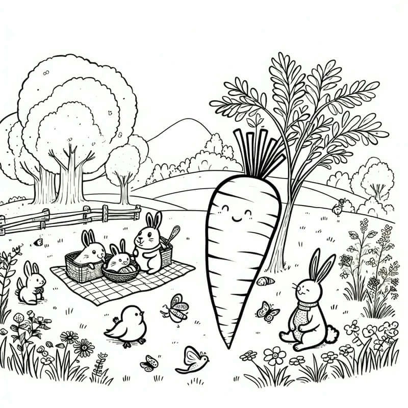Bộ sưu tập tranh vẽ củ cà rốt giúp bé học màu