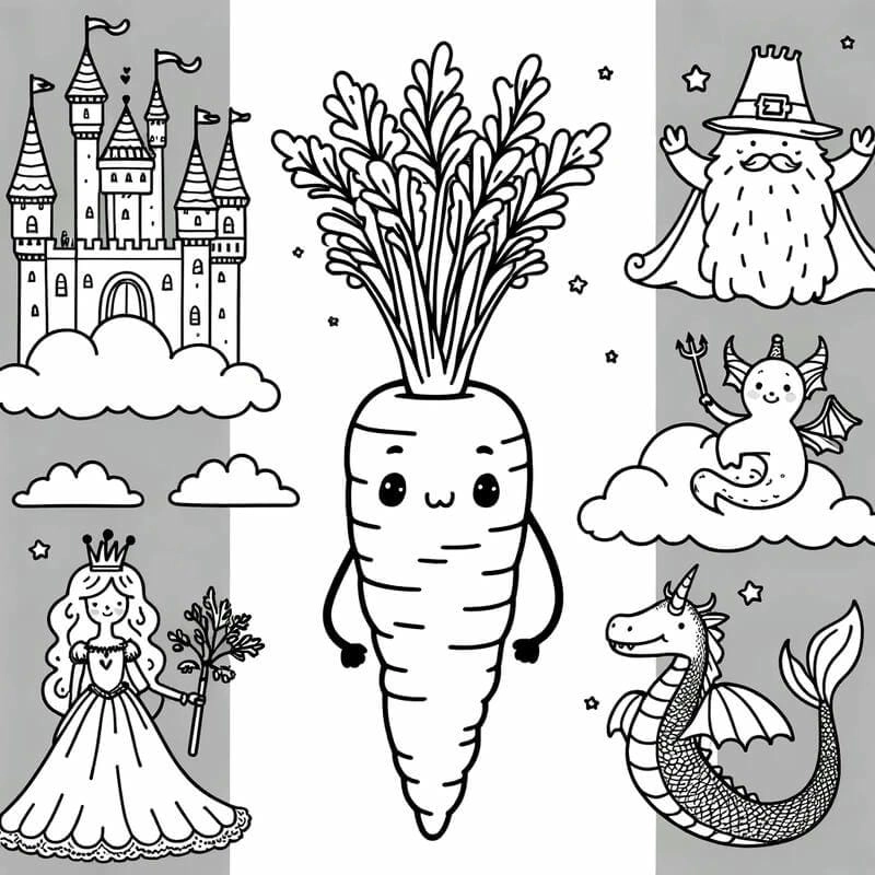 Gợi ý hình vẽ tô màu củ cà rốt giúp bé làm quen màu sắc