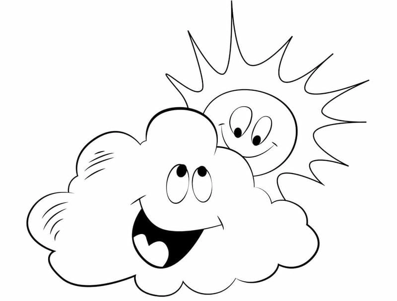 Tập tô thật vui với hình tô màu đám mây