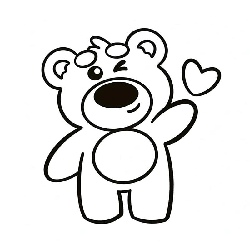 Bé thích thú với tranh tô màu sticker gấu dâu