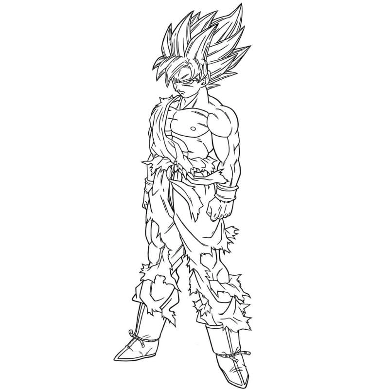 Tranh tô màu goku bản năng vô cực siêu ngầu cho bé tập tô