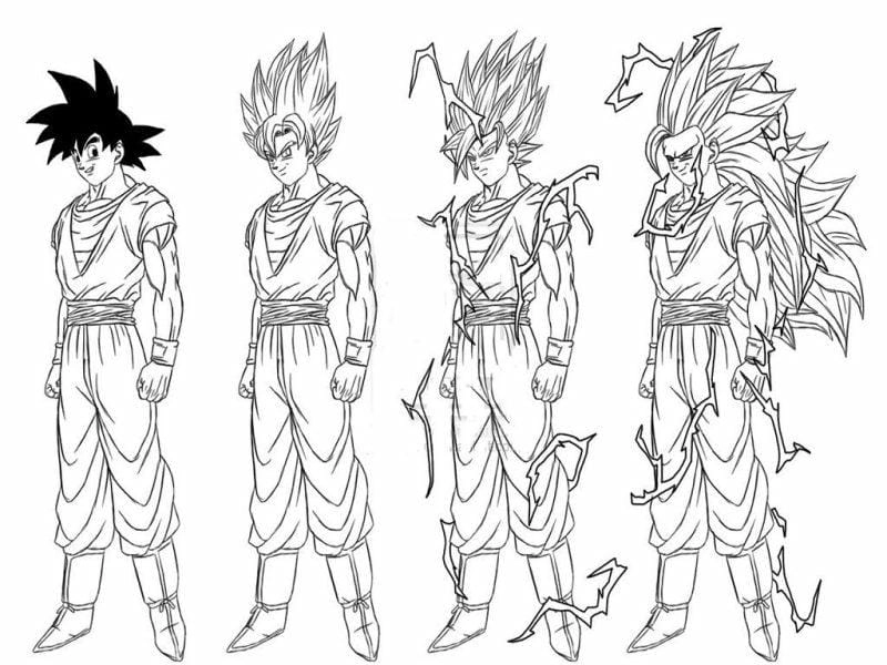 Tổng hợp hình goku tô màu ấn tượng cho bé tập tô