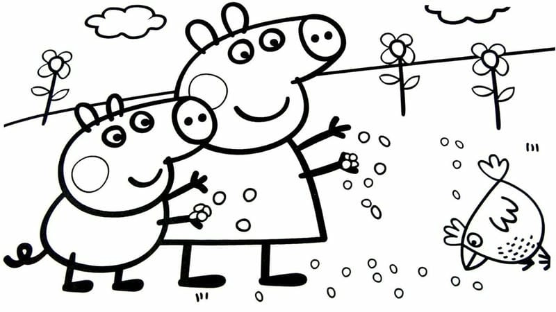 Cùng con sáng tạo với hình vẽ tô màu heo peppa