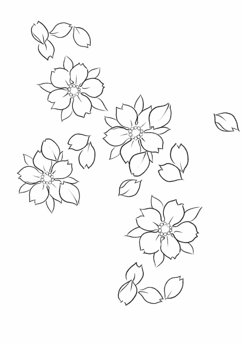 Bộ sưu tập tranh tô màu hoa đào hoa mai tươi tắn