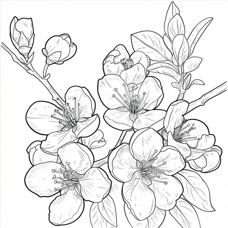 Thêm sắc xuân cùng tranh tô màu cành mai