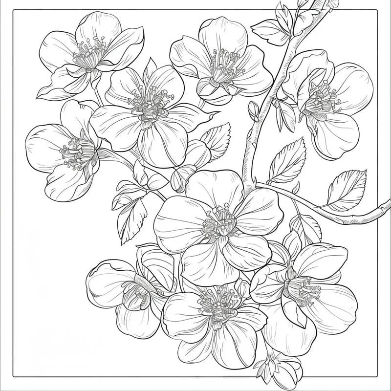 Trọn bộ tranh tô màu hoa mai hoa đào cho bé