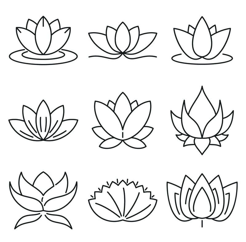 Bộ sưu tập hình tô màu bông sen đẹp cho bé tập vẽ