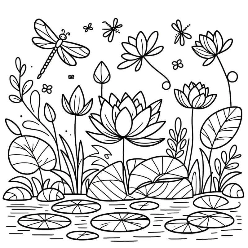 Bé tập vẽ với mẫu tranh to mau hoa sen sinh động gần gũi