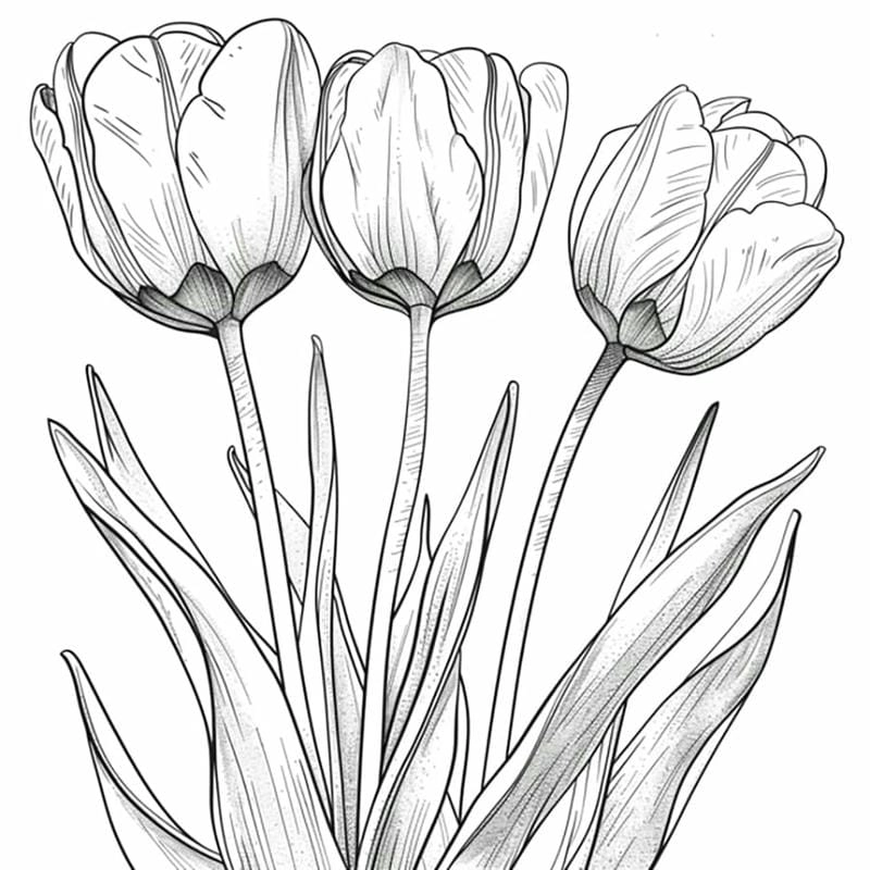 Tổng hợp hình hoa tulip vẽ nhẹ nhàng mà cuốn hút