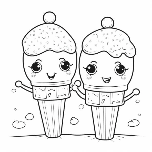 Mẫu tô màu kem que đơn giản cho bé