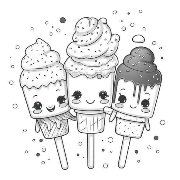 Gợi ý tranh tô màu kem nhiều tầng dễ thương