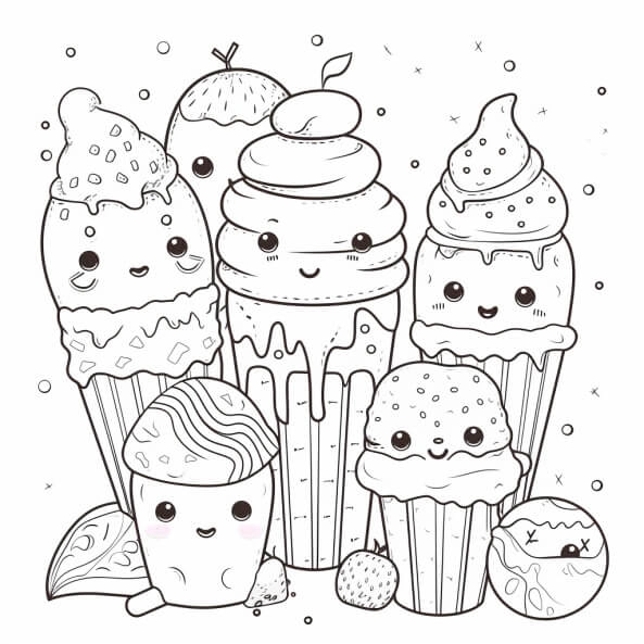 Bộ sưu tập tranh tô màu hình cây kem dễ thương