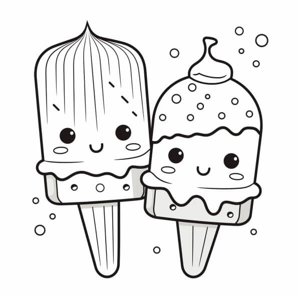 Tranh tô màu kem dưa hấu đáng yêu cho bé