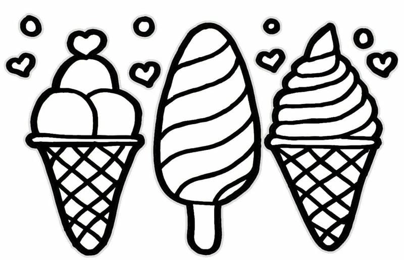 Bé mê tít tranh tô màu kem ốc quế