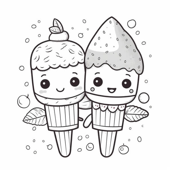 Hình đẹp để bé tô màu hình kem siêu dễ thương