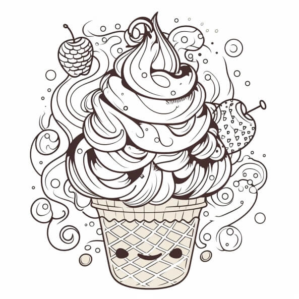 Bé thích thú với tô màu cây kem mát lạnh