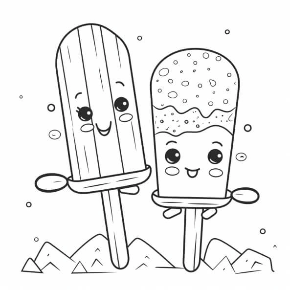 Bức tranh tô màu kem trái cây đẹp mắt cho bé