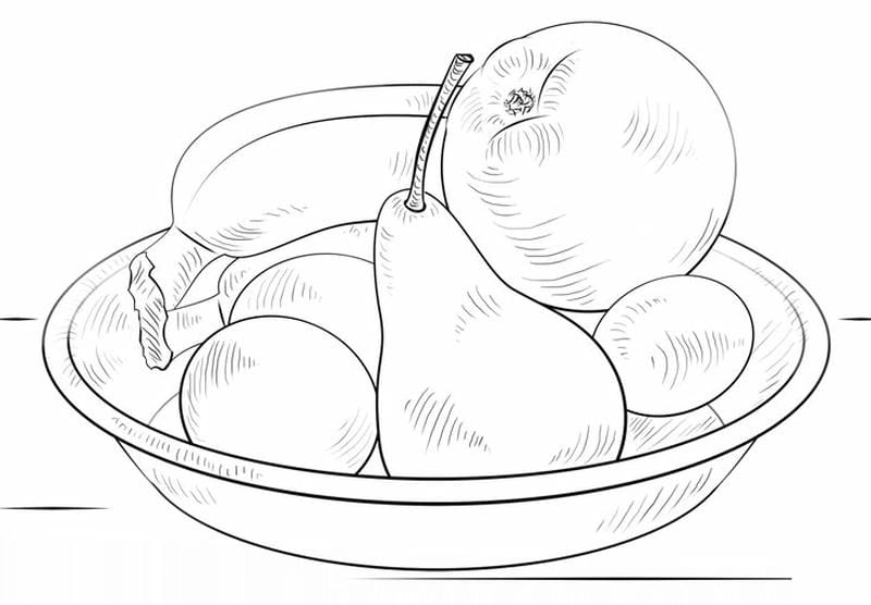 Bé thích mê tranh mâm ngũ quả ngày tết sinh động