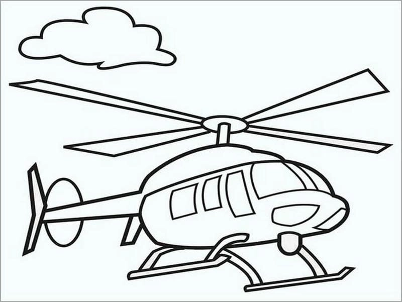 Bé thích thú với tranh tô màu máy bay trực thăng