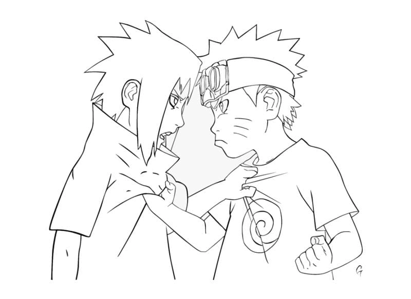 Bé mê mẩn với tô màu naruto chibi