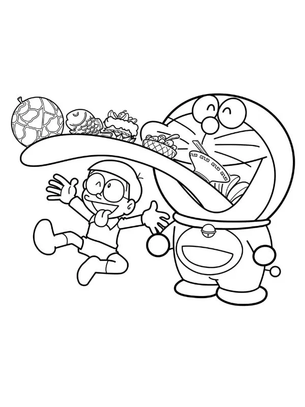 Bé gái mê mẩn bộ tô màu xuka nobita cực đáng yêu