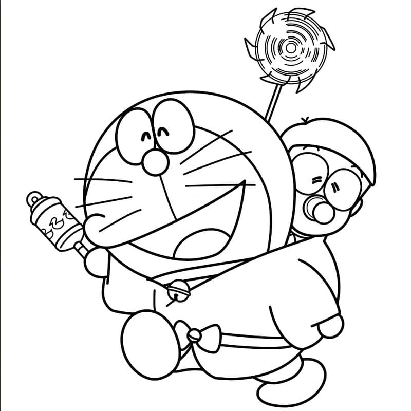 Mẫu đẹp giúp bé tập tô màu doremon và nobita hiệu quả