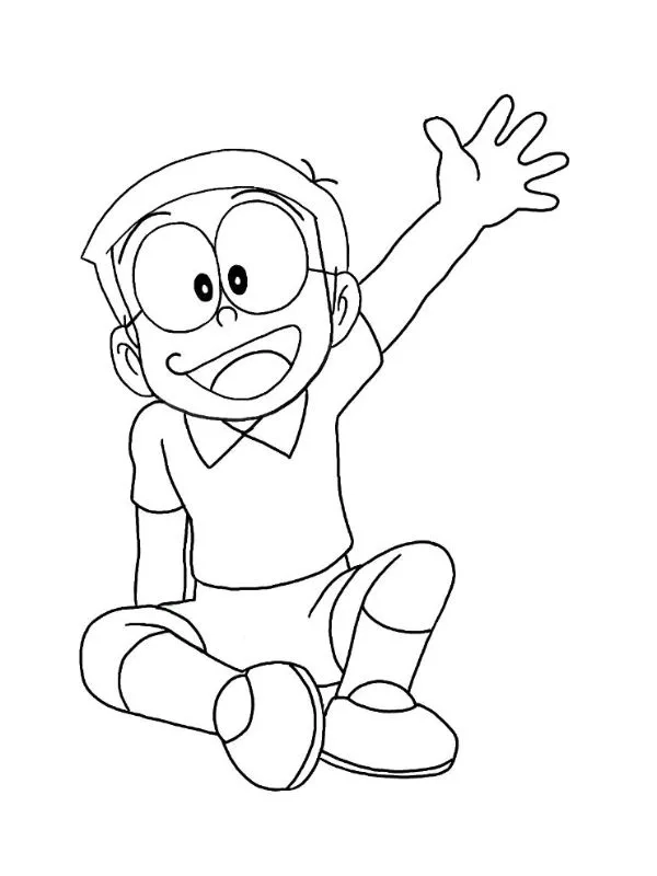Mẫu tô màu hình nobita siêu dễ cho bé luyện tay