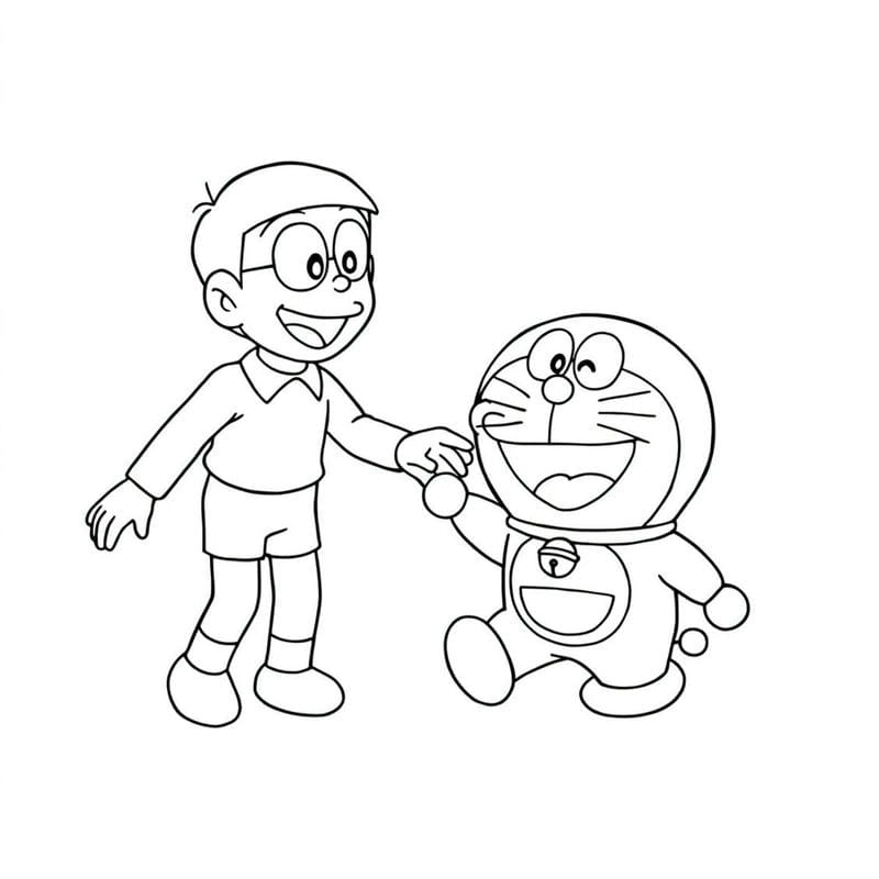 Tô màu sáng tạo cùng tranh to màu doremon và nobita