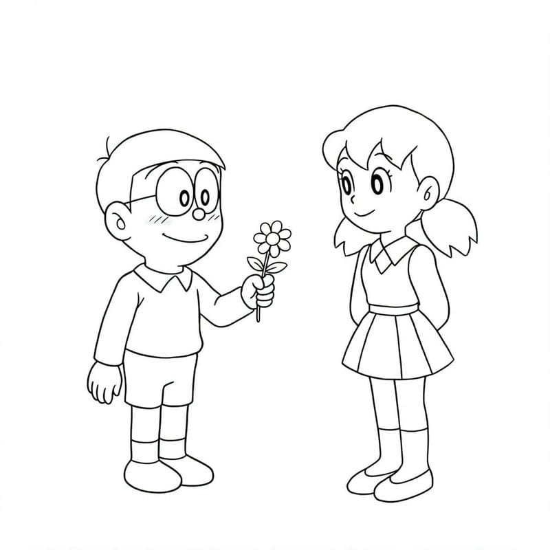 Bộ sưu tập tranh to màu nobita mới nhất dành cho bé