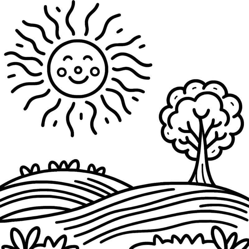 Tô màu ông mặt trời và mây cho bé học tô kết hợp nhiều chi tiết