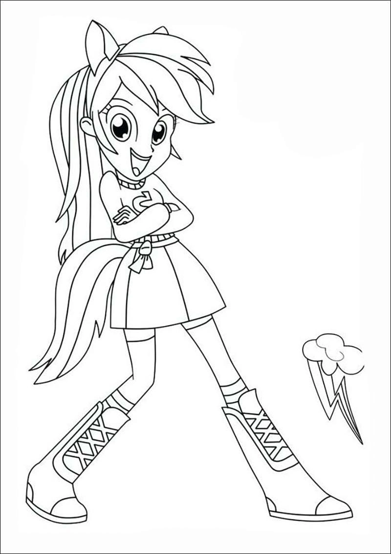 Bé mê mẩn tranh tô màu ngựa pony cầu vồng