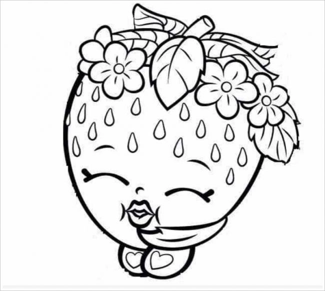 Mẫu quả dâu tô màu đáng yêu cho bé