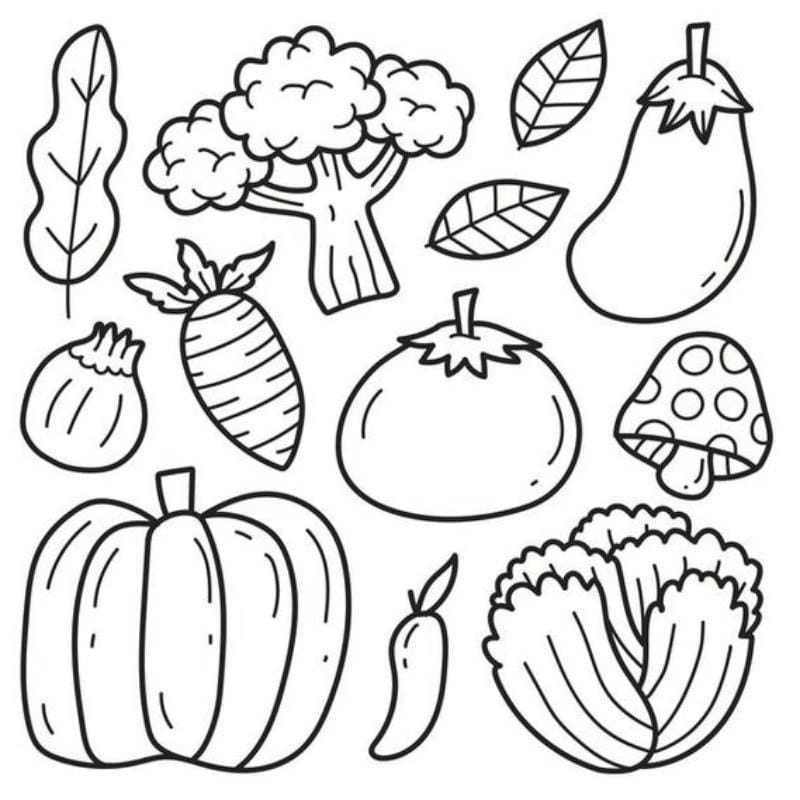 Tải về hình ảnh rau củ quả cho bé tô màu miễn phí dễ in và dễ tô