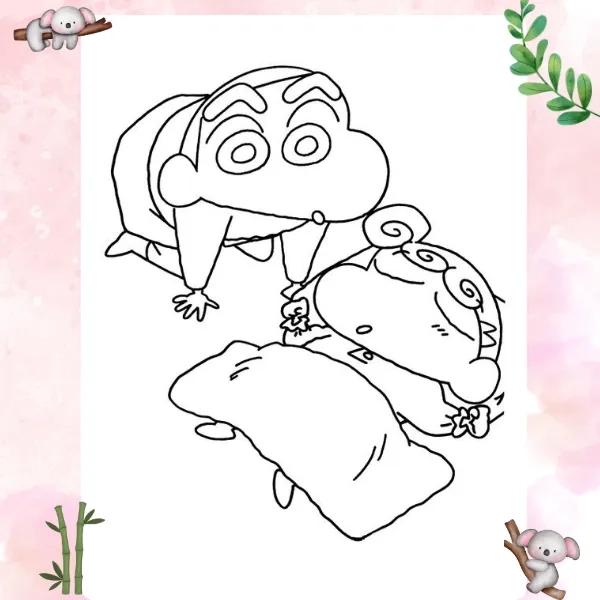 Bức tranh tranh tô màu shin cậu bé bút chì sinh động và dễ thương