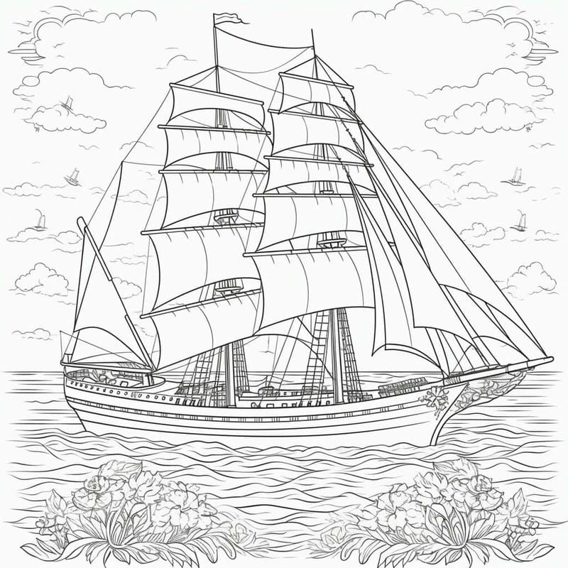Khám phá bộ tranh tô màu thuyền buồm độc đáo cho bé sáng tạo
