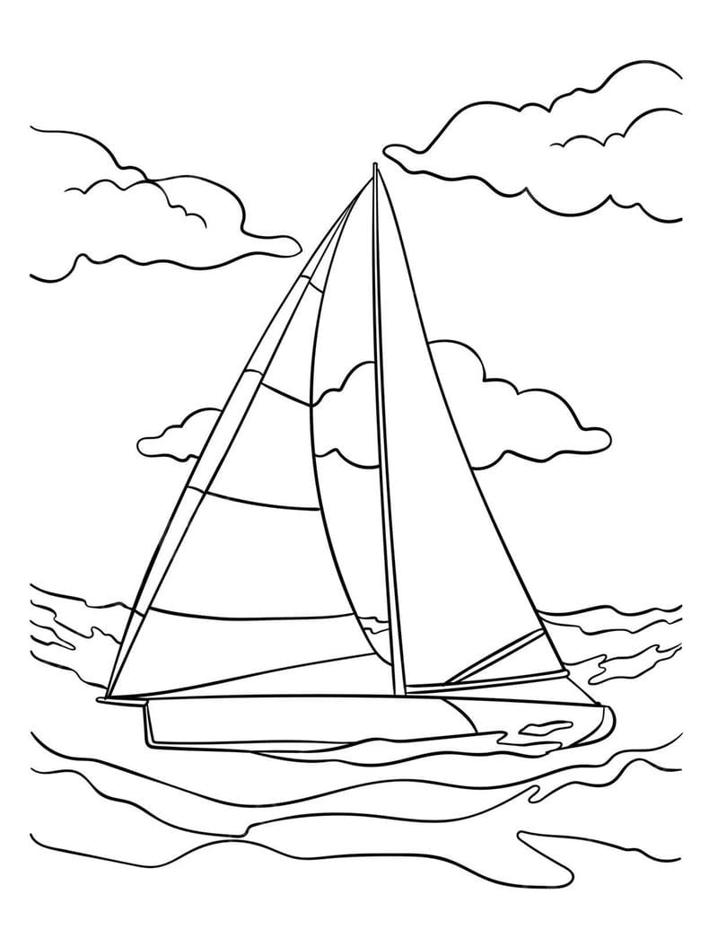 Hình ảnh tô màu con thuyền đơn giản dễ thương
