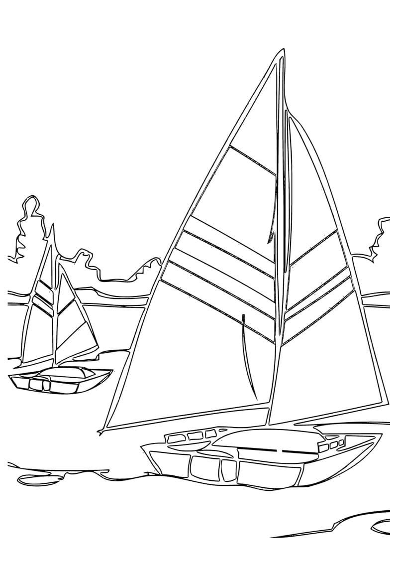Trọn bộ mẫu tô màu thuyền buồm nhà trẻ dễ thương
